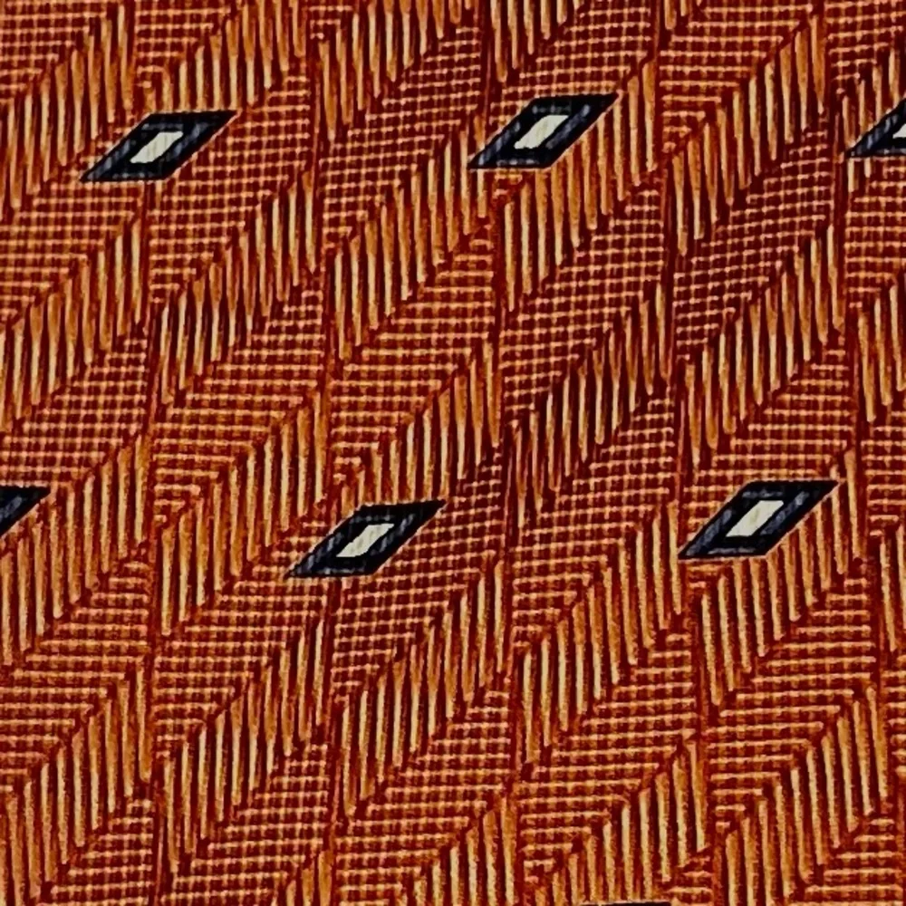 NAUTICA 100% Silk Designer Tie‎ Orange Geometric Business Casual Preppy Necktie